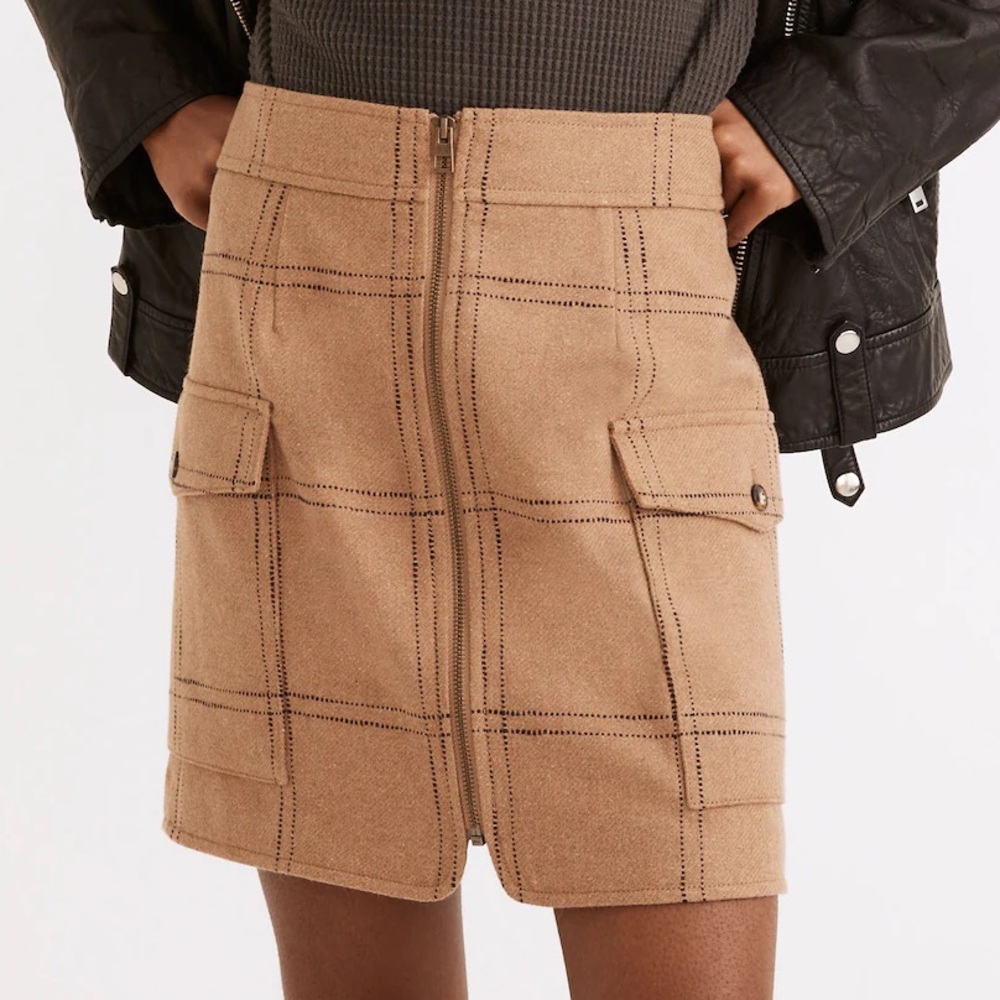 Madewell (Re)sourced Zip-Front Mini Skirt in Windowpane